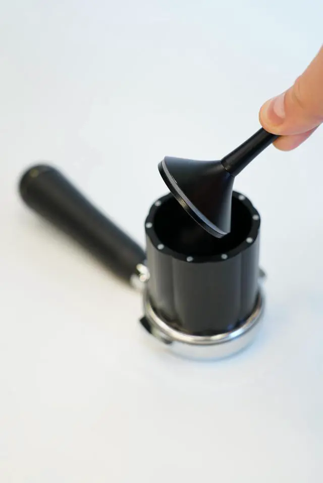 Alt view image 2 of 5 - Turin H40 V2 Manual Coffee Grinder 40mm Stainless Steel Burr, Adjustable for Espresso, Pour Over, French Press, Aluminum Body with Walnut Handle, Magnetic Dosing Cup, 30g Capacity