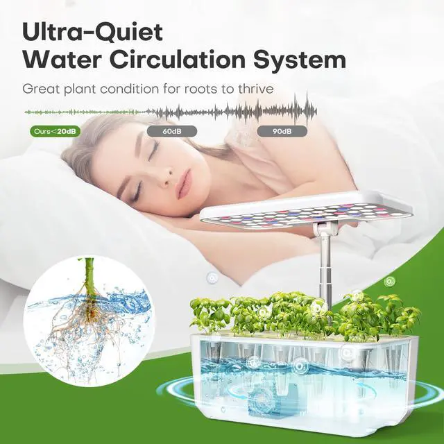 Alt view image 5 of 7 - Indoor Garden Hydroponics Growing System: 10 Pods Plant Germination Kit Herb Vegetable Growth Lamp Countertop with LED Grow Light - Hydrophonic Planter Grower Harvest Lettuce