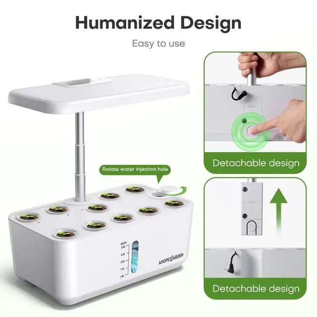 Alt view image 7 of 7 - Indoor Garden Hydroponics Growing System: 10 Pods Plant Germination Kit Herb Vegetable Growth Lamp Countertop with LED Grow Light - Hydrophonic Planter Grower Harvest Lettuce