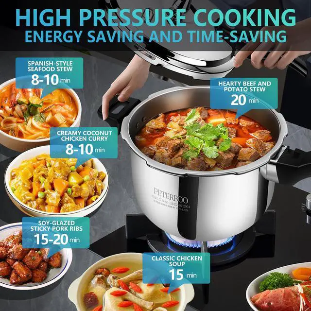 Alt view image 7 of 7 - 6QT Stainless Steel Pressure Cooker, Heavy Duty Food Grade 304 Pressure Canner with Safety Valve & Heat-Resistant Handle, Compatible with All Stovetops for Home Cooking & Canning