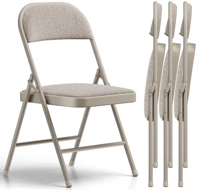 Main image of 4 Pack Folding Chairs, Fabric Padded Folding Dining Chairs with Cushion Seat & Back, Indoor Outdoor Folding Chair Set for Home Office, Parties, Events, Wedding, Extra Guest Seating