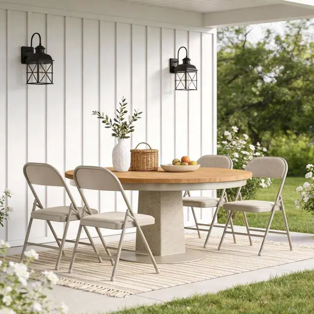 Alt view image 3 of 7 - 4 Pack Folding Chairs, Fabric Padded Folding Dining Chairs with Cushion Seat & Back, Indoor Outdoor Folding Chair Set for Home Office, Parties, Events, Wedding, Extra Guest Seating