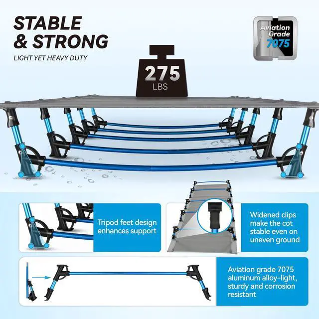 Alt view image 3 of 7 - Ultralight Folding Tent Camping Cot Bed, Portable Compact for Outdoor Travel, Base Camp, Hiking, Mountaineering, Lightweight Backpacking (Grey)