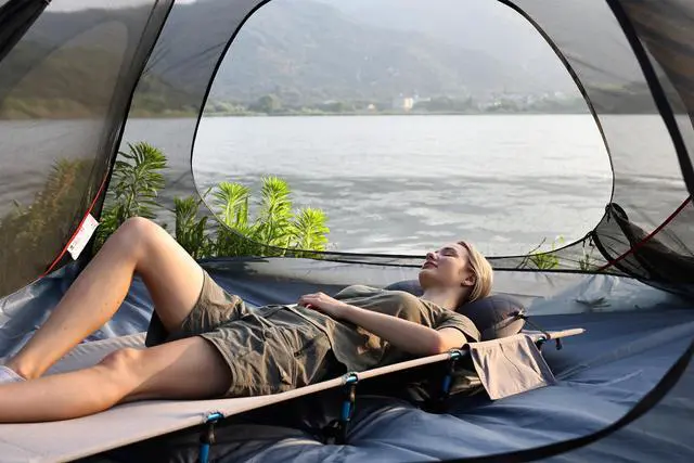 Alt view image 6 of 7 - Ultralight Folding Tent Camping Cot Bed, Portable Compact for Outdoor Travel, Base Camp, Hiking, Mountaineering, Lightweight Backpacking (Grey)