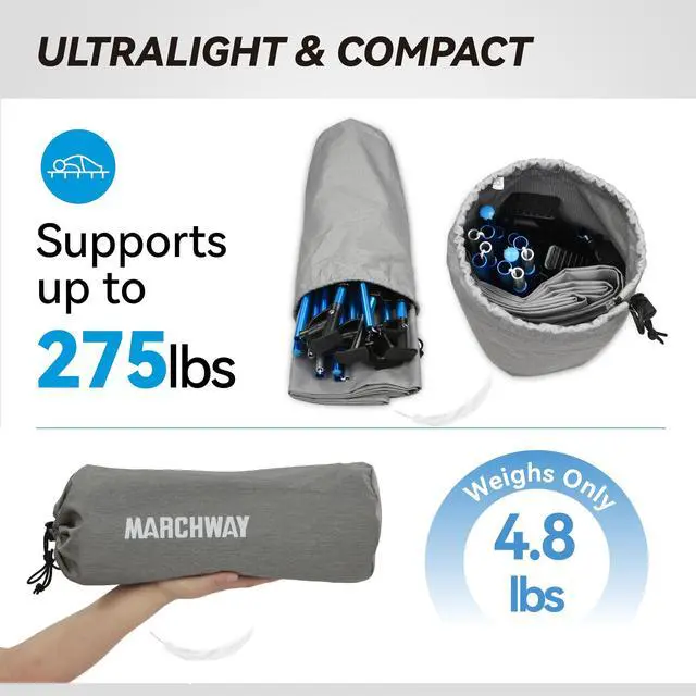 Alt view image 5 of 7 - Ultralight Folding Tent Camping Cot Bed, Portable Compact for Outdoor Travel, Base Camp, Hiking, Mountaineering, Lightweight Backpacking (Grey)