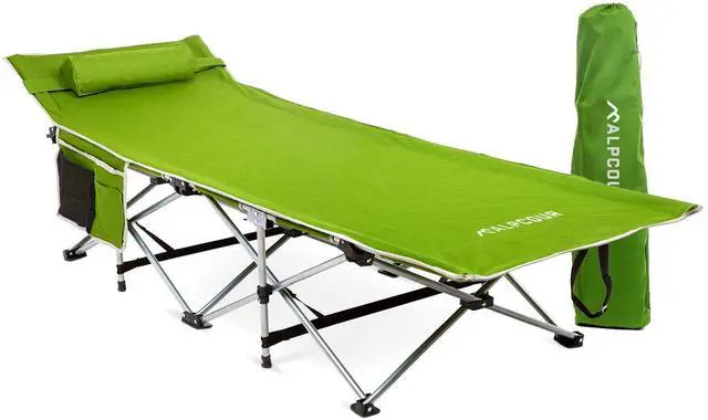 Main image of Folding Camping Cot Deluxe Collapsible Single Person Bed in a Bag w/Pillow for Indoor & Outdoor Use Ultra Lightweight, Comfortable, Heavy Duty Design Holds Adults & Kids Up to 300 Lbs