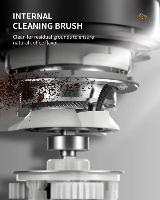 Alt view image 4 of 6 - Professional Conical Burr Coffee Grinder, Coffee Bean Grinder with 48 Grind Settings for Espresso, Drip & French Press, Upgraded Anti-Static Technology, Precision Timer, Stainless Steel