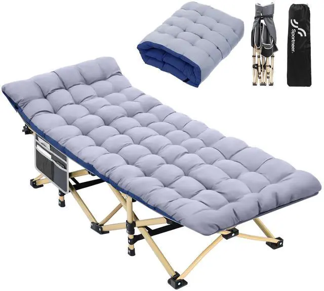 Main image of Cots for Sleeping, Camping Cots for Adults with Mattress Max Load 450 LBS Heavy Duty Folding Portable Bed with Padded for Camping Tent Office Outdoor Travel Sleep Over
