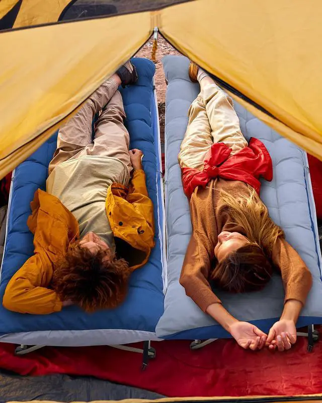 Alt view image 5 of 6 - Cots for Sleeping, Camping Cots for Adults with Mattress Max Load 450 LBS Heavy Duty Folding Portable Bed with Padded for Camping Tent Office Outdoor Travel Sleep Over