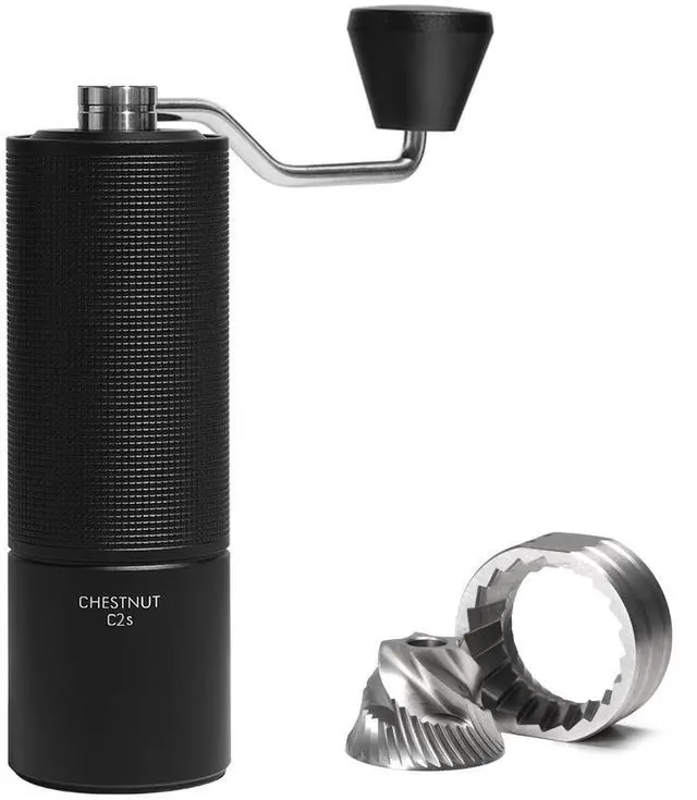 Main image of Chestnut C2S Manual Coffee Grinder Stainless Steel S2C Conical Burr Coffee Grinder, Capacity 25g Hand Coffee Bean Grinder, Double Bearing Positioning, Black