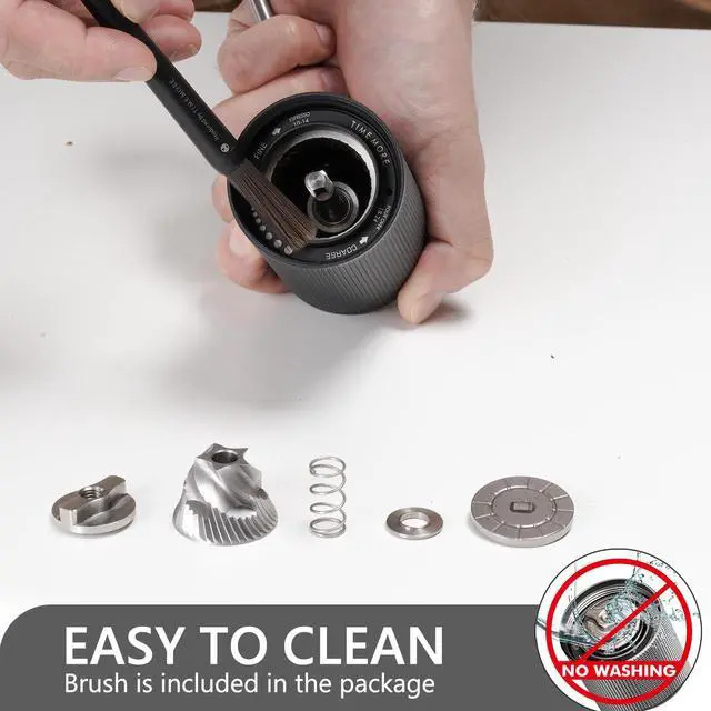 Alt view image 4 of 7 - Chestnut C2S Manual Coffee Grinder Stainless Steel S2C Conical Burr Coffee Grinder, Capacity 25g Hand Coffee Bean Grinder, Double Bearing Positioning, Black