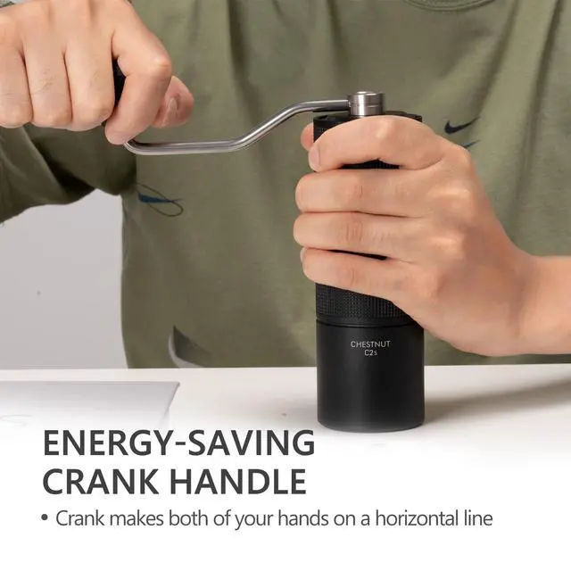 Alt view image 5 of 7 - Chestnut C2S Manual Coffee Grinder Stainless Steel S2C Conical Burr Coffee Grinder, Capacity 25g Hand Coffee Bean Grinder, Double Bearing Positioning, Black