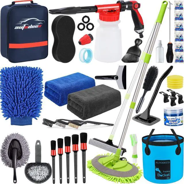 Main image of 42Pcs Car Wash Detailing Kit Cleaning Set with Foam Gun Sprayer, Long-Handle Brush, Collapsible Bucket, Large Wash Mitt, Towels, Complete Interior & Exterior Car Washing Supply Set (Blue)