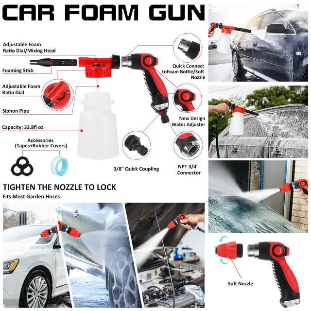 Alt view image 3 of 7 - 42Pcs Car Wash Detailing Kit Cleaning Set with Foam Gun Sprayer, Long-Handle Brush, Collapsible Bucket, Large Wash Mitt, Towels, Complete Interior & Exterior Car Washing Supply Set (Blue)