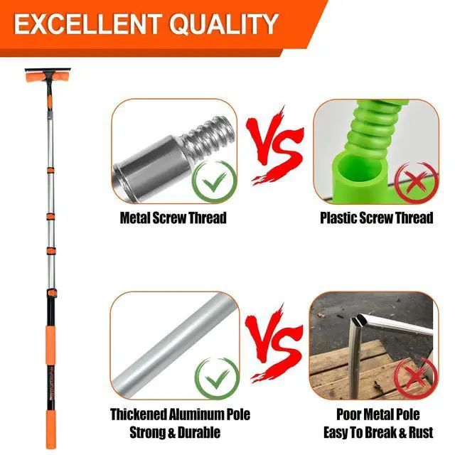 Alt view image 6 of 6 - 26Ft High Reach Squeegee for Window Cleaning Kit with 5 to 20 Foot Extension Pole, Extendable Window Cleaner Squeegee, Telescopic Window Washing Kit for Indoor/Outdoor High Window