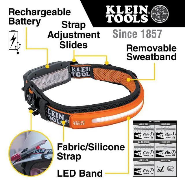 Alt view image 2 of 7 - 56308 Rechargeable Headlamp with Strap, 575 Lumens, Wide-Beam LED, All-On or Direct Focus Modes, for Work and Outdoors
