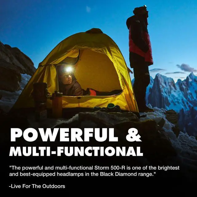 Alt view image 6 of 6 - Storm 500-R Rechargeable Headlamp | 500 Lumens Brightness | Micro-USB Charging | Waterproof & Compact | Camping, Hiking, Running | Black