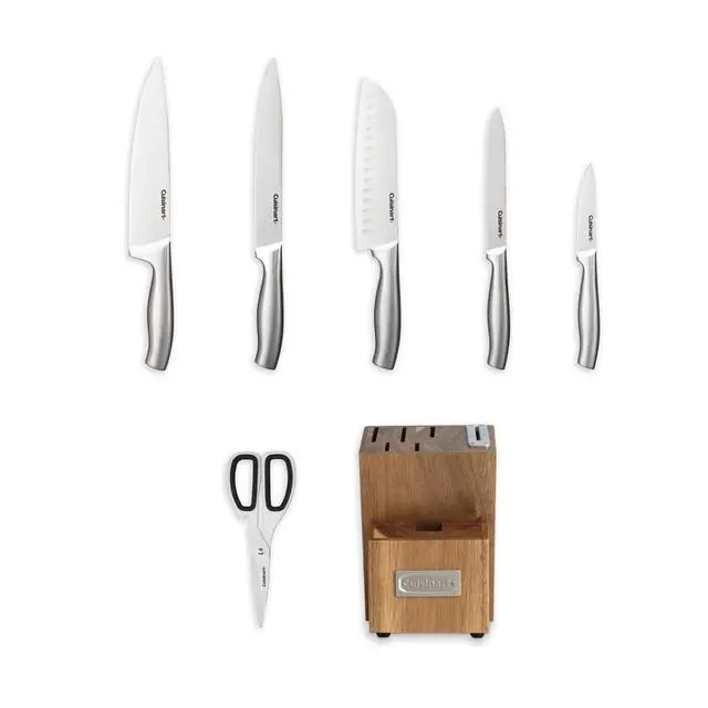Alt view image 2 of 3 - 7 Pc Stainless Steel Essentials Cutlery Block Set with Built in Sharpener