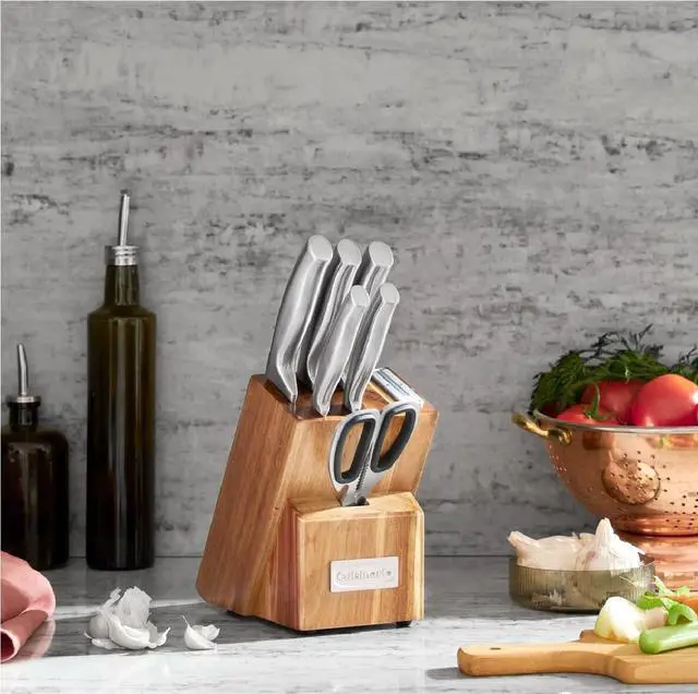 Alt view image 3 of 3 - 7 Pc Stainless Steel Essentials Cutlery Block Set with Built in Sharpener