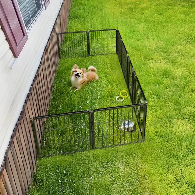 Alt view image 6 of 7 - Rollick Unleashed Dog Playpen for Indoor, Yard, RV Camping, 24 inch 8 Panels for Small and Puppy Dogs, BlackPatented