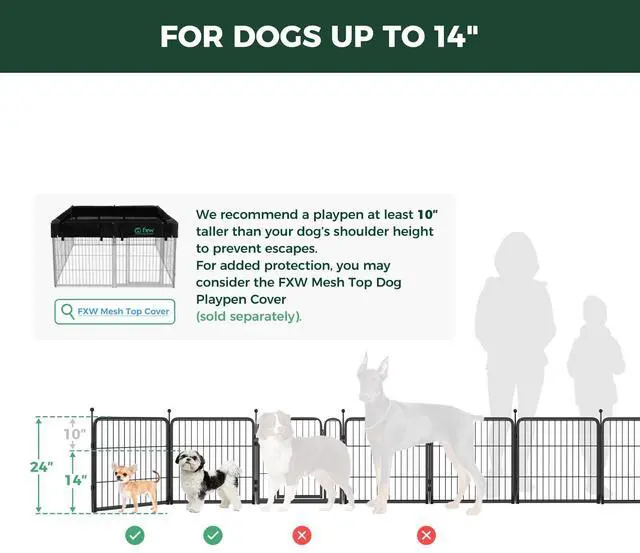 Alt view image 7 of 7 - Rollick Unleashed Dog Playpen for Indoor, Yard, RV Camping, 24 inch 8 Panels for Small and Puppy Dogs, BlackPatented