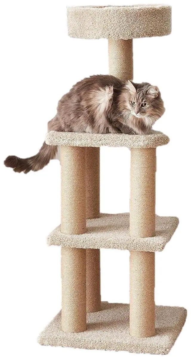 Main image of Cat Tree Tower - Multi-Level Climbing Activity Center for Indoor Cats & Kittens with Scratching Posts, Platform, Jute Rope, Large (45.9"H), Beige