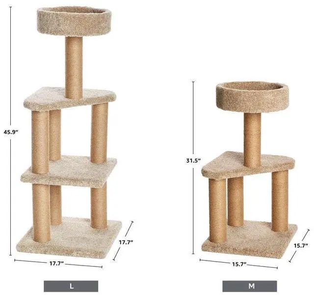 Alt view image 7 of 7 - Cat Tree Tower - Multi-Level Climbing Activity Center for Indoor Cats & Kittens with Scratching Posts, Platform, Jute Rope, Large (45.9"H), Beige