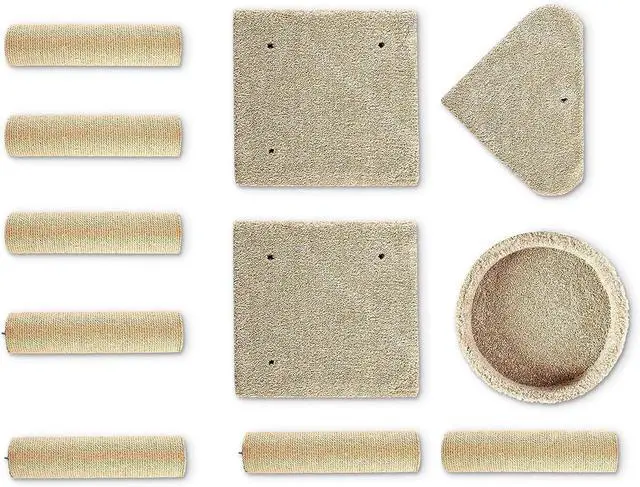 Alt view image 6 of 7 - Cat Tree Tower - Multi-Level Climbing Activity Center for Indoor Cats & Kittens with Scratching Posts, Platform, Jute Rope, Large (45.9"H), Beige