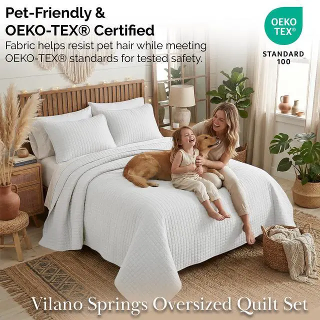 Alt view image 6 of 7 - Southshore Fine Living, Inc. King Quilt Bedding Set with Shams, Coverlet Quilt King Size Bedspread, Luxury Bedding, Bed Spread for Kings/California Kings, Lightweight Quilted Coverlet, White Quilts
