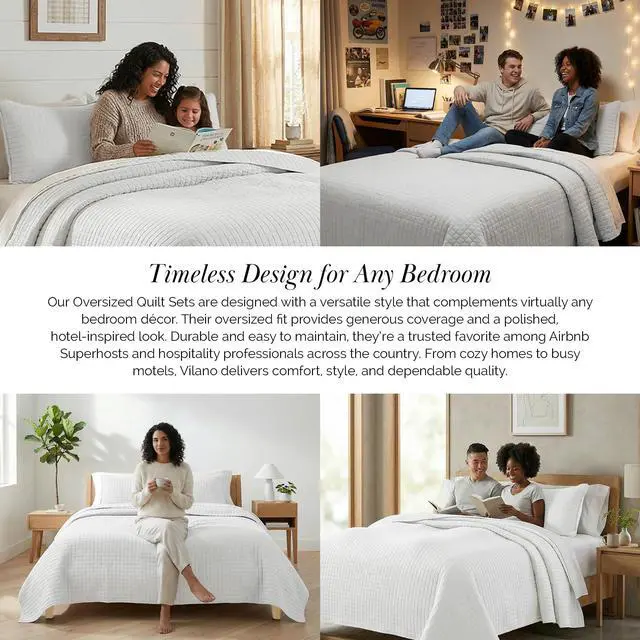 Alt view image 7 of 7 - Southshore Fine Living, Inc. King Quilt Bedding Set with Shams, Coverlet Quilt King Size Bedspread, Luxury Bedding, Bed Spread for Kings/California Kings, Lightweight Quilted Coverlet, White Quilts