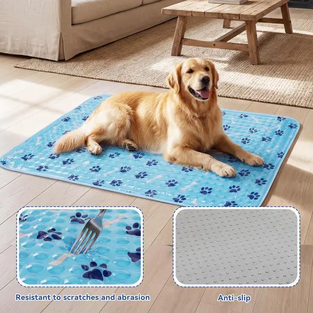 Alt view image 6 of 7 - Pet Cooling Gel Pad with Patent Technology, 44in Dog Cooling Mat for Summer, Self Cooling Mat for Large/Medium/Small Dogs, Non-Slip Waterproof Durable Mat for Dog Beds, Car, Indoor & Outdoor Use