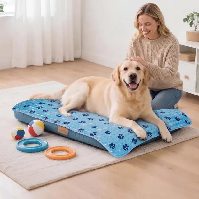 Alt view image 7 of 7 - Pet Cooling Gel Pad with Patent Technology, 44in Dog Cooling Mat for Summer, Self Cooling Mat for Large/Medium/Small Dogs, Non-Slip Waterproof Durable Mat for Dog Beds, Car, Indoor & Outdoor Use