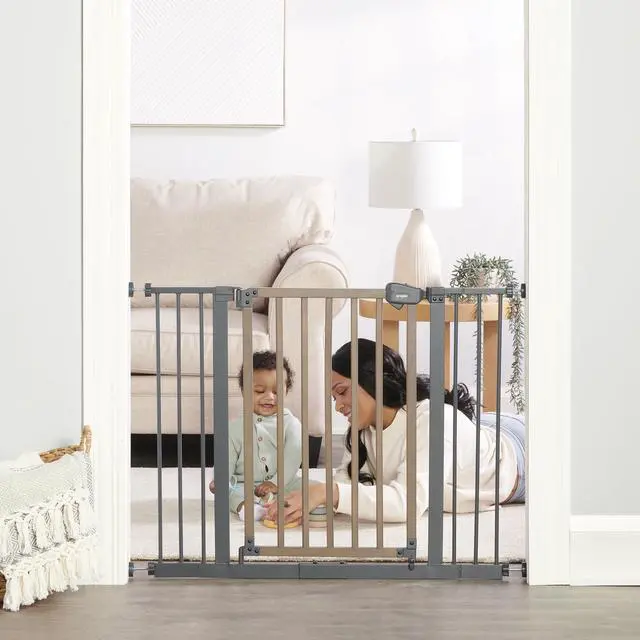 Main image of SAFETY 39" Extra Wide Wood Accent Baby Gate, Pressure Mount for Doorways & Bottom of Stairs, Babies, Toddlers & Pets, Ages 624 Months, TESTED & TRUSTED, AMERICAN DESIGNED, FAMILY OWNED