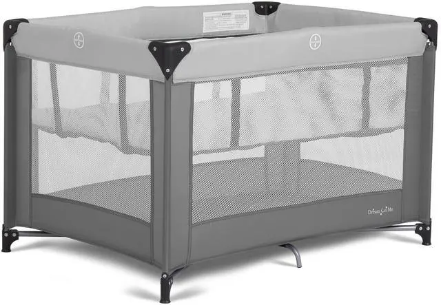 Main image of Zazzy Portable Playard with Bassinet - 360° Mesh Visibility, Quick Folding Travel Friendly Design, Carry Bag and Foldable Mattress Pad Included, Compact and Lightweight - Gray