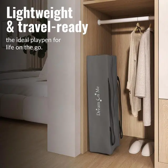 Alt view image 6 of 7 - Zazzy Portable Playard with Bassinet - 360° Mesh Visibility, Quick Folding Travel Friendly Design, Carry Bag and Foldable Mattress Pad Included, Compact and Lightweight - Gray