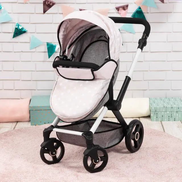 Alt view image 5 of 6 - : Pram Xeo - Gray & White Stars - Accessory for Dolls Up to 18", Shoulder Bag, Convertible to Pushchair, Foldable, Kids Toy, Ages 3+