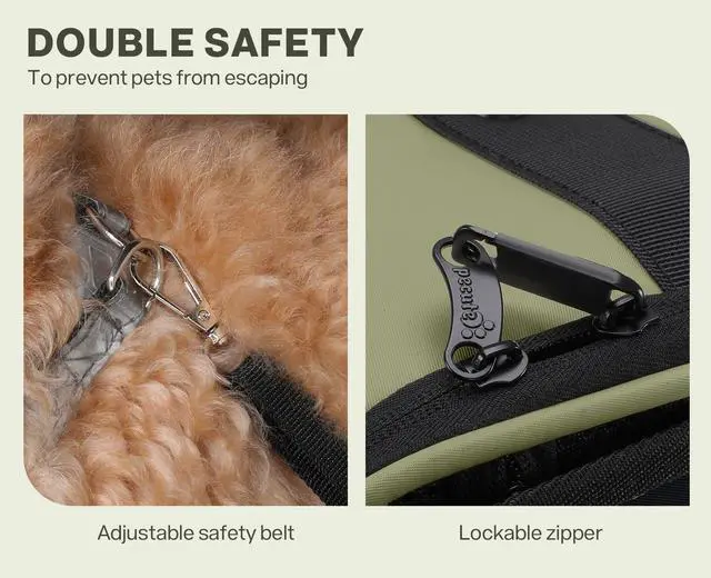 Alt view image 5 of 7 - Spacious Cat Carrier Backpack, Lightweight Ventilated Pet Backpack for Anxious Cats & Small Dogs (Miniature Dachshund), for Hiking Camping Travel Vet Visits, Dark Green