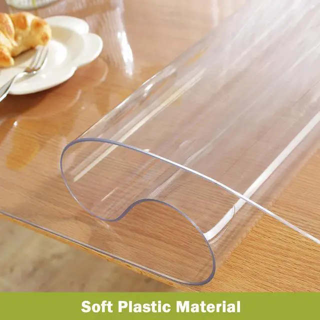 Alt view image 3 of 7 - Clear Table Protector 44 x 108 Inch, 1.5mm Thick Plastic Table Cover, Waterproof PVC Clear Table Cover Protector, Desk Protector Mat, Writing Desk Pad for Desktop, Coffee & Dining Room Table
