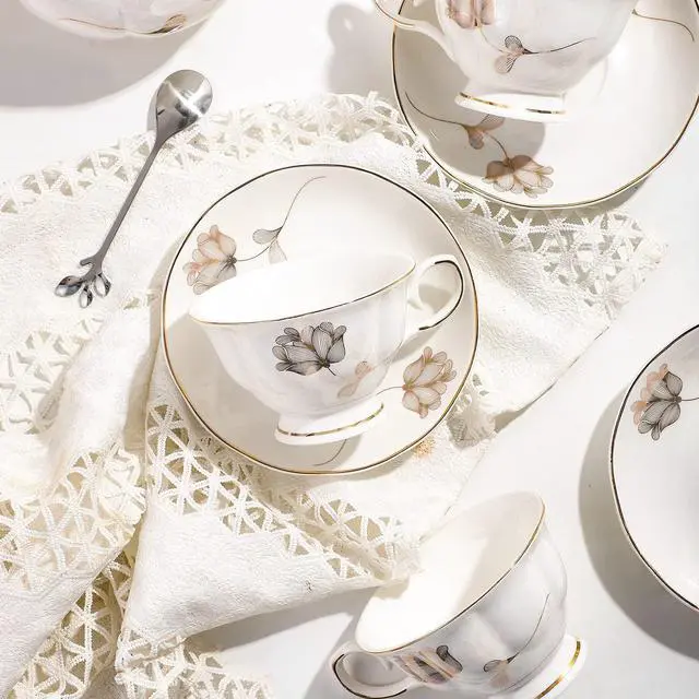 Alt view image 6 of 6 - CHENP.HMC Porcelain Ceramic 22-Piece Tea Set, Teapot and Cup Set, 30.7 Ounces, for 6, Gift Sets, Tea or Coffee Lovers, Wedding, Birthday