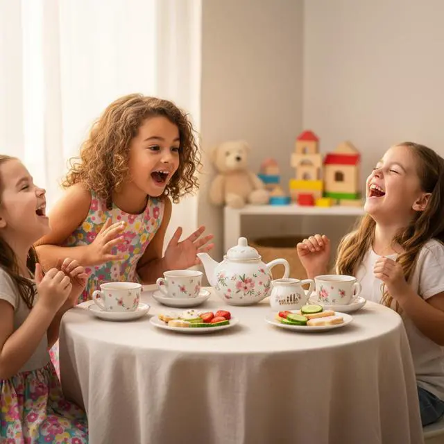 Alt view image 5 of 7 - Porcelain Tea Set for Toddlers, Tea Party Set for Little Girls, Pink Floral Teapot Cup Saucer Carry Case, Princess Party Pretend Play Kids Toys, Toddler Girl Birthday Gifts Age 3 - 8 Years Old