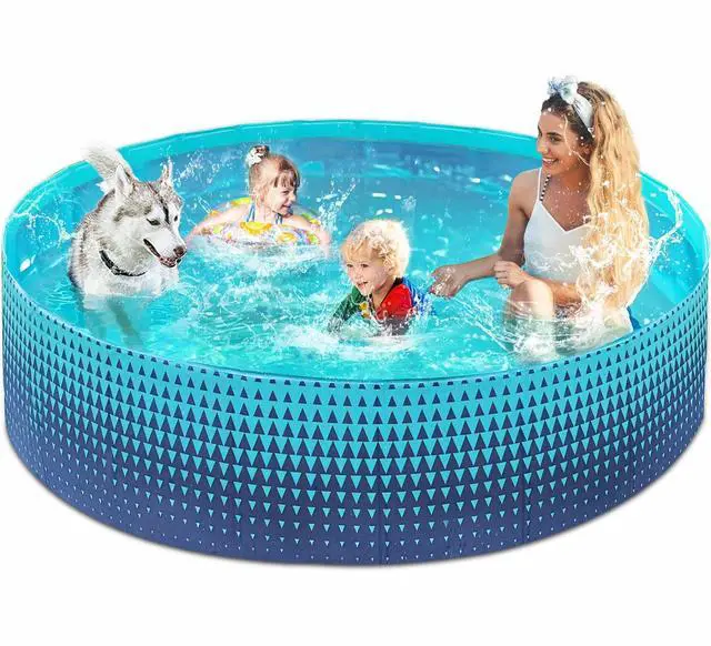 Main image of Jasonwell Foldable Dog Kiddie Pool - Hard Plastic Kids Paddling Pool Toddler Baby Swimming Pools for Backyard Collapsible Whelping Box Pet Doggie Cats Wading Pools Bathtub for Puppy Large Dogs 87In,G