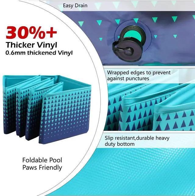 Alt view image 5 of 7 - Jasonwell Foldable Dog Kiddie Pool - Hard Plastic Kids Paddling Pool Toddler Baby Swimming Pools for Backyard Collapsible Whelping Box Pet Doggie Cats Wading Pools Bathtub for Puppy Large Dogs 87In,G