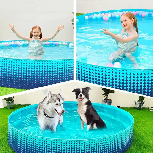 Alt view image 7 of 7 - Jasonwell Foldable Dog Kiddie Pool - Hard Plastic Kids Paddling Pool Toddler Baby Swimming Pools for Backyard Collapsible Whelping Box Pet Doggie Cats Wading Pools Bathtub for Puppy Large Dogs 87In,G