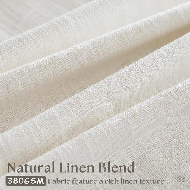 Alt view image 3 of 7 - Custom Made Pinch Pleated Linen Curtains 105 Inches Long for Living Room 2 Panels Set Cream Ivory Memory Pleated Drapes Back Tab Neutral Boho Ceiling Floor 105 Inch Window Curtains Natural Birch