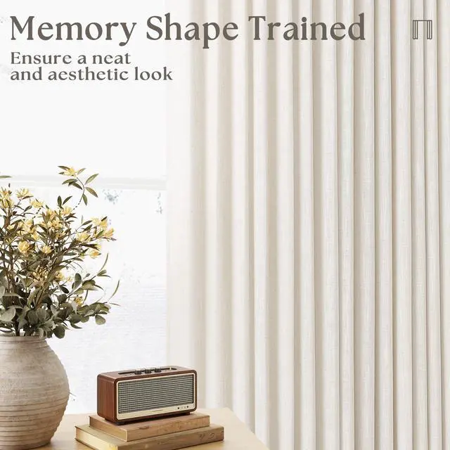 Alt view image 7 of 7 - Custom Made Pinch Pleated Linen Curtains 105 Inches Long for Living Room 2 Panels Set Cream Ivory Memory Pleated Drapes Back Tab Neutral Boho Ceiling Floor 105 Inch Window Curtains Natural Birch