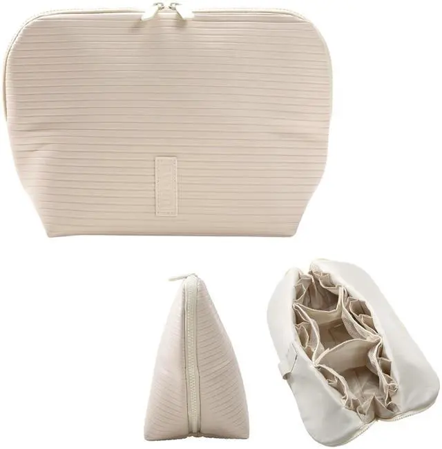 Alt view image 2 of 7 - THE VERTI-Vertical Waterproof Makeup & Toiletry Bag | 23-Pocket Organizer with Upright, Fold-Down Design for Skincare, Toiletries & Essentials (Shell)