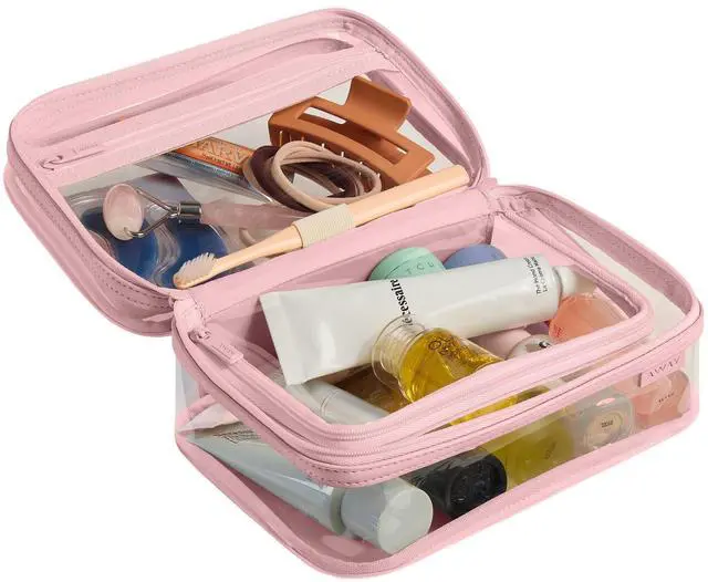 Alt view image 5 of 6 - Away Clear Small Toiletry Bag - Compact Transparent Travel Organizer for Toiletries & Beauty Essentials, Blush Pink