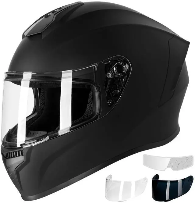 Main image of Favoto Full Face Motorcycle Helmet DOT Approved, Cascos para Motos Snowmobile Dirt Bike Helmet for Adults Men Women, Anti-Fog Film Included, Black, Large