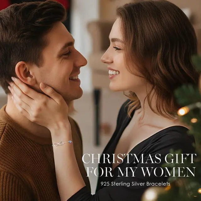 Alt view image 2 of 6 - CDE Valentine's Day Gift Infinity Heart Birthstone Charm Link Bracelet for Women 925 Sterling Silver Adjustable Mother's Day Christmas Day Gift Anniversary Birthday Jewelry for Wife Girlfriend Her