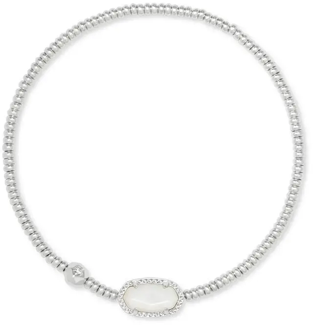 Main image of Kendra Scott Grayson Stretch Bracelet, Rhodium Plated Brass, Mother-of-Pearl, Fashion Jewelry for Women